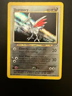 Skarmory 13/111 Neo Genesis Set Unlimited Holo Rare Pokemon Card WOTC Vintage - Image 2