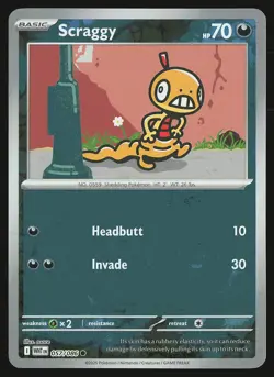 SV: White Flare Scraggy #057/086 Reverse Holo Pokemon Card - Image 1