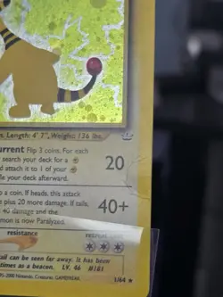 Ampharos 1/64 Holo Rare Neo Revelation Pokemon Unlimited Holo Heavily Played - Image 3