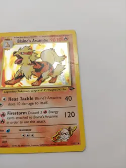 Pokemon Blaine's Arcanine Gym Challenge Holo Rare 1/132 Damaged - Image 2