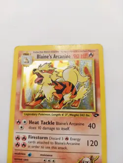 Pokemon Blaine's Arcanine Gym Challenge Holo Rare 1/132 Damaged - Image 3