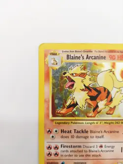 Pokemon Blaine's Arcanine Gym Challenge Holo Rare 1/132 Damaged - Image 4