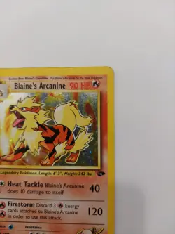 Pokemon Blaine's Arcanine Gym Challenge Holo Rare 1/132 Damaged - Image 5