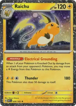 1x Raichu 026/165 (Cosmos Holo) - 026/165 - Holo Rare NM-Mint Pokemon SV03.5 - 1 - Image 1