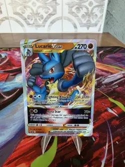 Lucario VStar Pokemon TCG Foil Card Black Star Promo Full Art SWSH214 - Image 1