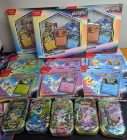 Pokemon Prismatic Evolutions SEALED Lot- Poster, Tech Sticker, Mini Tin 37 Packs - Image 1