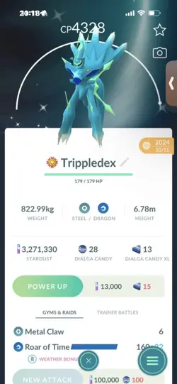 Pokemon Go Shiny Legendary diagla ( roar of time ) ( High CP ) - Image 1