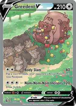 1x Greedent V - 257/264 - Full Art Ultra Rare NM-Mint Pokemon SWSH8 - Fusion Str - Image 1