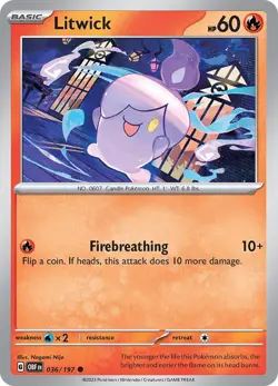Litwick #036/197 Sv03 Obsidian Flames Common Reverse Holo Pokemon TCG NM - Image 1