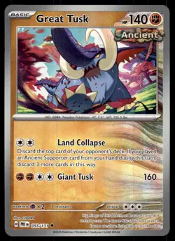 Great Tusk (Master Ball Pattern) 055/131 Prismatic Evolutions Pokemon Holo NM - Image 1