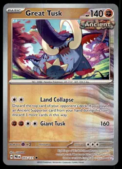 Great Tusk (Poke Ball Pattern) 055/131 Prismatic Evolutions Pokemon Holo NM - Image 1