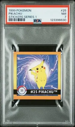 1999 Pokemon Series 1 Stickers Pikachu #25 Vintage PSA 7 NM - Image 1