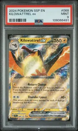2024 Pokemon SSP EN Kilowattrel ex #068 DOUBLE RARE Extended Art PSA 9 MINT - Image 1