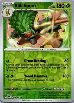 Rillaboom 016/167 Uncommon Twilight Masquerade Pokemon Reverse Holo Near Mint - Image 1
