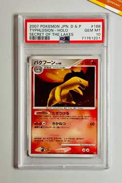 Pokemon PSA 10 Typhlosion Holo Secret of Lakes DP2 Unlimited #188 Japanese 2007 - Image 1