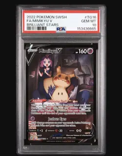2022 Pokemon Sword & Shield Brilliant Stars #TG16 Full Art/Mimikyu v PSA 10 Gem - Image 1