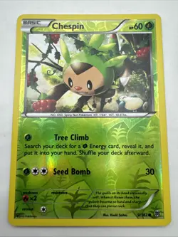Pokemon TCG Chespin 9/162 XY Breakthrough Reverse Holo Rare - Image 1