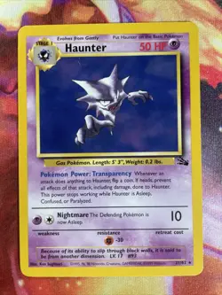 Haunter 21/62 LP Non Holo Rare Unlimited Fossil 1999 WoTC Pokemon TCG - Image 1