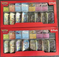 Pokemon TCG: Prismatic Evolutions 8 Mini-Tins Promos Costco Lot Of 2 **IN HAND** - Image 1