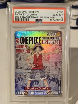 Monkey.D.Luffy (055) (College Basketball US Voyage) P-055 One Piece Promo PSA 10 - Image 1