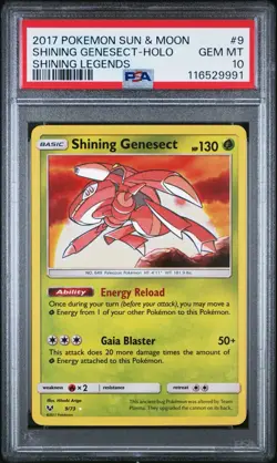 2017 POKEMON SUN & MOON SHINING LEGENDS #9 SHINING GENESECT-HOLO PSA 10 - Image 1