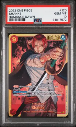 ONE PIECE ROMANCE DAWN OP01-120 SHANKS ALTERNATE ART PSA 10 GEM MINT #81817572 - Image 1