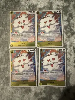 One Piece TCG Zeus OP11-106 Rare Fist of Divine Speed English X4 cards Playset - Image 1