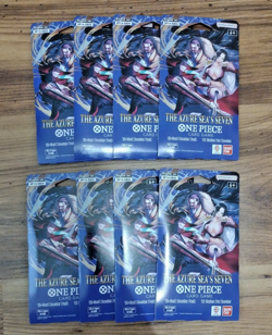 One Piece TCG The Azure Sea's Seven Factory Sealed Sleeved Booster OP-14 8 Packs - Image 1