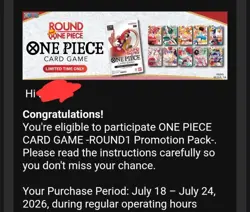 Round 1 One Piece Trading Card Game Promo (ENGLISH) ✅ PRESALE - 1 SEALED PACK! - Image 1