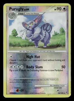 Purugly 36/130 Reverse Holo Rare Diamond & Pearl Pokemon Card - Image 2