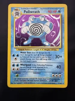 Pokemon Card english Poliwrath 13/102 Holo Base Set Wizards 1999 MP - Image 1