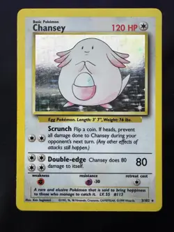 Pokemon Card english Chancey 3/102 Holo Base Set Wizards 1999 MP - Image 1