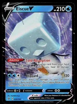 Pokemon Card Rebel Clash Eiscue V 055/192 Rare V Holo - Image 1
