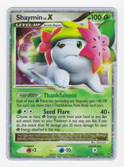 Shaymin LV.X 126/127 Platinum Holo Ultra Rare Pokemon Card 2009 LP Raw - Image 1