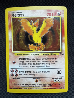 Moltres 12/62 Fossil Set Holo Rare Pokemon Card 1999 Unlimited LP Vintage - Image 1