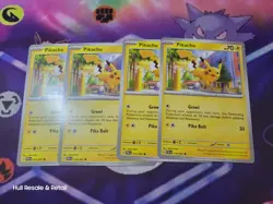 Pokemon TCG Card Paldean Fates 4x Playset Pikachu 018/091 NM X4 Near Mint Cards - Image 1