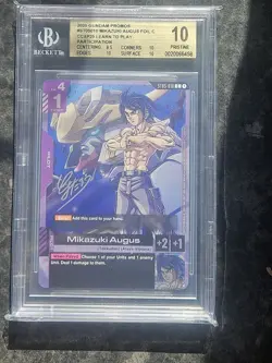Gundam Card Game Mikazuki Augus ST05-010 Alt Art GD03 Promo, Beckett 10 - Image 1