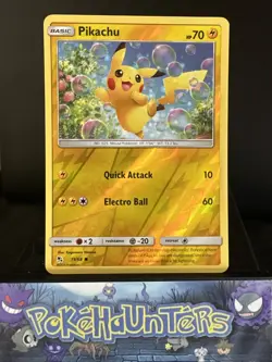 Pokemon Card Pikachu 19/68 Hidden Fates Reverse Holo Near Mint - Image 1