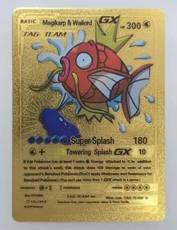 Pokemon Magikarp & Wailord GX Gold Foil Fan Art Collector Card TCG Tag Team - Image 1