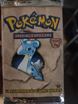 Pokemon TCG Fossil 1st Edition Sealed Booster Pack Lapras 11 Cards English - Image 1