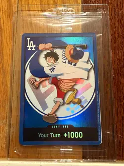 2026 ONE PIECE LOS ANGELES DODGERS LUFFY DON CARD AND QR PROMO 7/2 NEW SEALED - Image 1