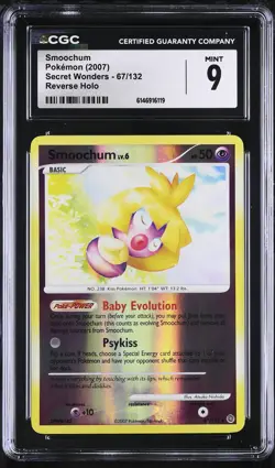 CGC 9 MINT Smoochum 67/132 Secret Wonders Reverse Holo Pokemon Card - Image 1