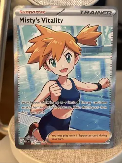 Pokemon TCG Misty’s Vitality Full Art, 111/084 Trainer Card, Pitch Black NM - Image 1