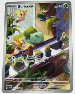 Bulbasaur 143/142 Stellar Crown Holo Illustration Clean NM Pokemon Card - Image 1
