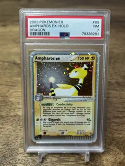 PSA 7 NM Pokemon Ampharos EX Dragon Holo Rare TCG Card 89/97 SWIRL🌀 - Image 1