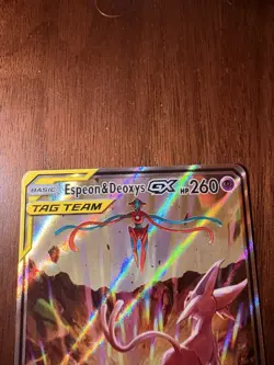 Pokemon TCG Espeon & Deoxys GX SM240 Black Star Promo Full Art Holo Card - Image 2