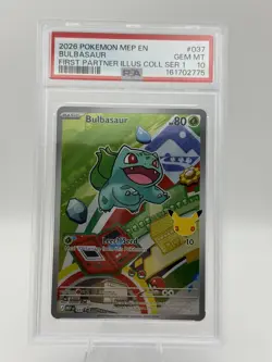 2026 POKEMON FIRST PARTNER ILLUSTRATION COLLECTION SERIES 1 BULBASAUR 037 PSA 10 - Image 1