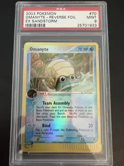 Pokemon Omanyte EX Sandstorm Reverse Holo #70 PSA 9 Mint - Image 1