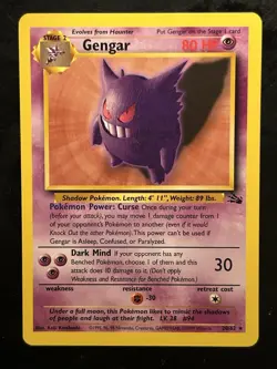 Pokemon Gengar 20/62 Fossil Unlimited Edition Regular Rare Non-Holo MINT - Image 1