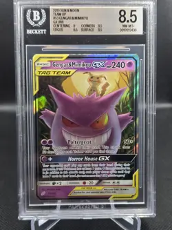 2019 Pokemon Sun & Moon Team Up Gengar Mimikyu GX #53/181 BGS 8.5 NM-MT+ - Image 1
